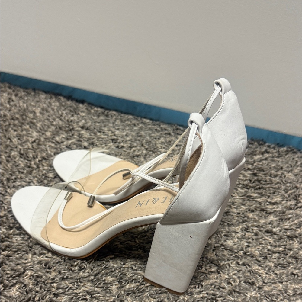 SHEIN White Strappy Block Heels